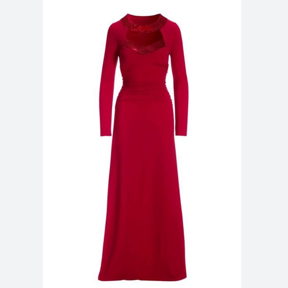Boston Proper Cutout Sequin Maxi Dress Red - Picture 3 of 5